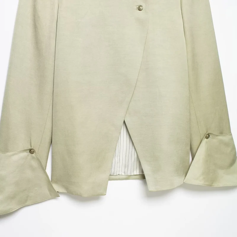 Damen Asymmetrische Jacke mit Stehkragen und Glockenärmeln Drune