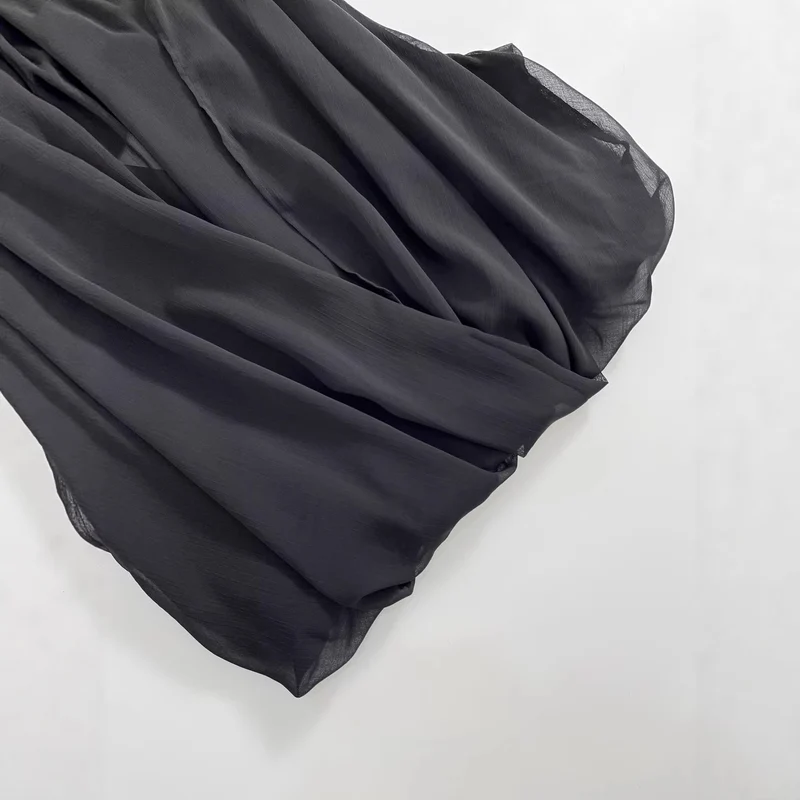 Damen Ärmellose Chiffonbluse mit Schleifenkragen und elastischem Saum Drune