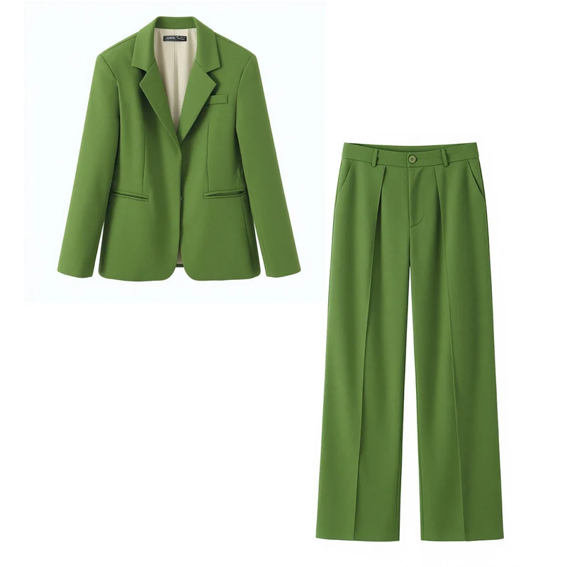 Damen Zweiteiliges tailliertes Blazer‑Set mit figurformendem Sakko und hochtaillierter Weitbein‑Hose Drune