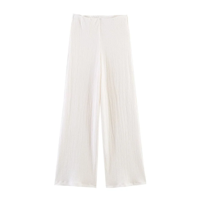 Damen Zweiteiliges Feinstrick-Set mit Kurzarm-Polokragen-Top und High‑Waist Weitbein‑Hose Drune