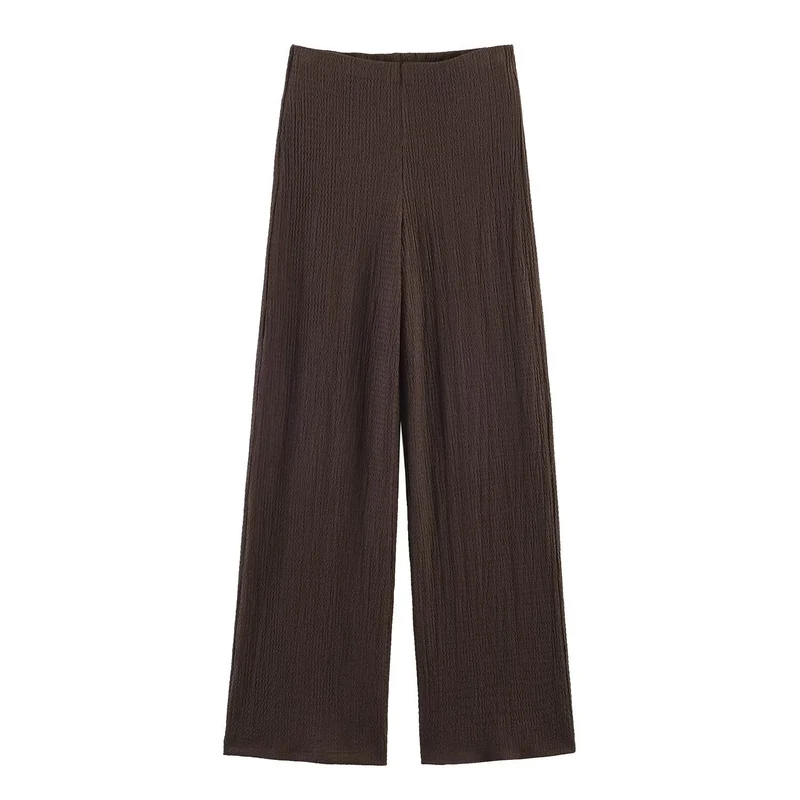 Damen Zweiteiliges Feinstrick-Set mit Kurzarm-Polokragen-Top und High‑Waist Weitbein‑Hose Drune