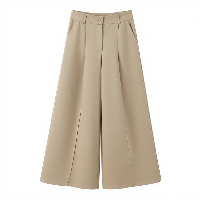 Damen Zweiteiliges Bouclé‑Wickelblazer und High‑Waist Palazzo‑Hosen Set Drune