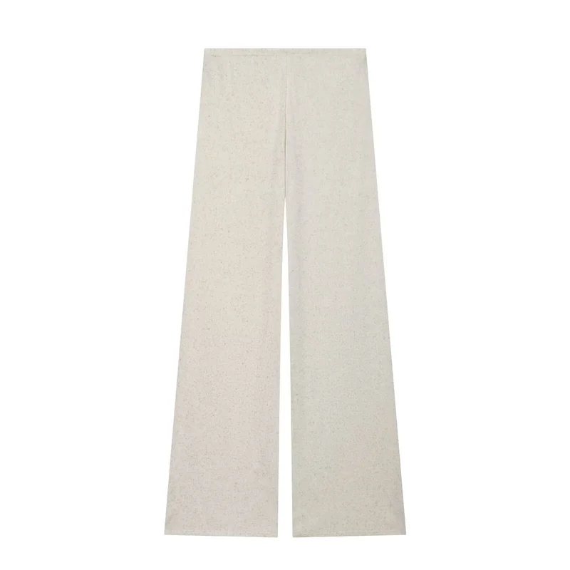 Damen Weite Strickhose mit hoher Taille und ausgestelltem Bein Drune