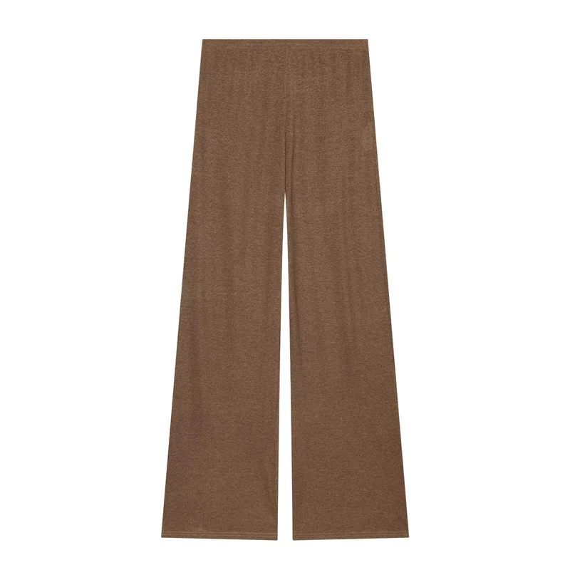 Damen Weite Strickhose mit hoher Taille und ausgestelltem Bein Drune
