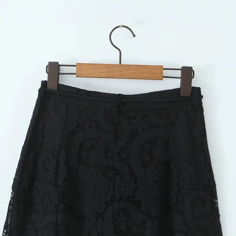 Damen Weite Spitzenhose mit hoher Taille und gefütterter Innenlage Drune