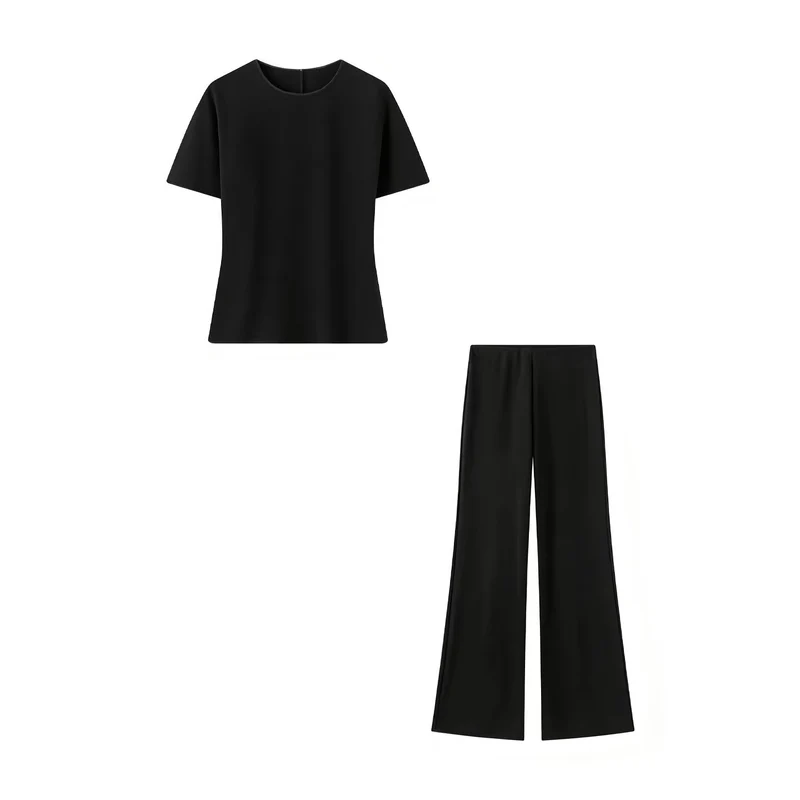Damen Weite Satinhose mit hoher Taille und fließender Wide‑Leg‑Silhouette Drune