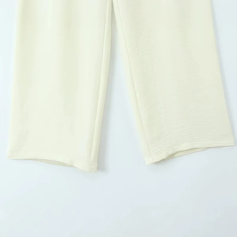 Damen Weite, hochtaillierte Stoffhose mit Bundfalten und Seitentaschen Drune