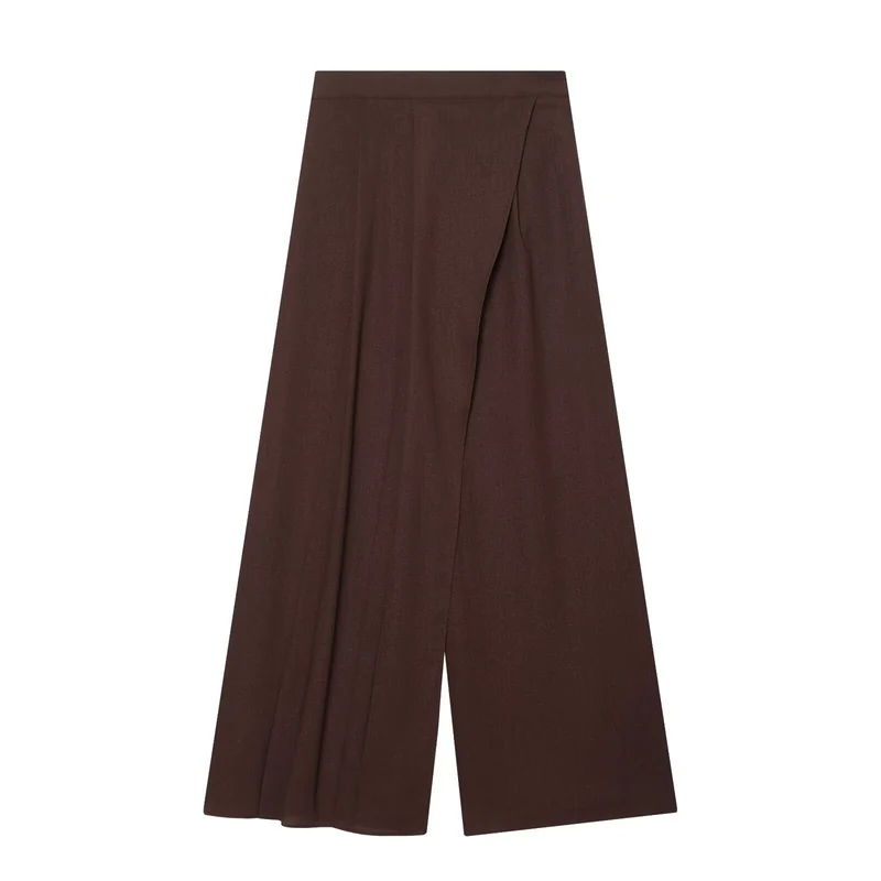 Damen Weite High-Waist Culotte mit Wickeloptik und ausgestelltem Bein Drune
