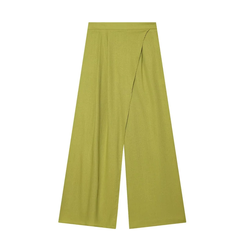 Damen Weite High-Waist Culotte mit Wickeloptik und ausgestelltem Bein Drune