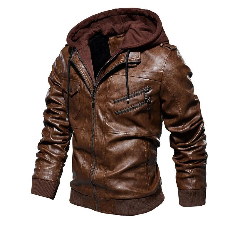 Herrenkunstlederjacke mit wärmendem Innenfutter Drune