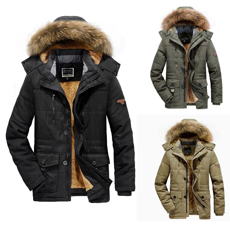 Herren Winterparka mit abnehmbarem Pelzkragen Drune