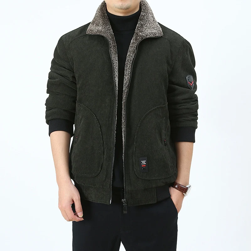 Herren Urbaner und modischer Cord-Overlay-Jacke Drune