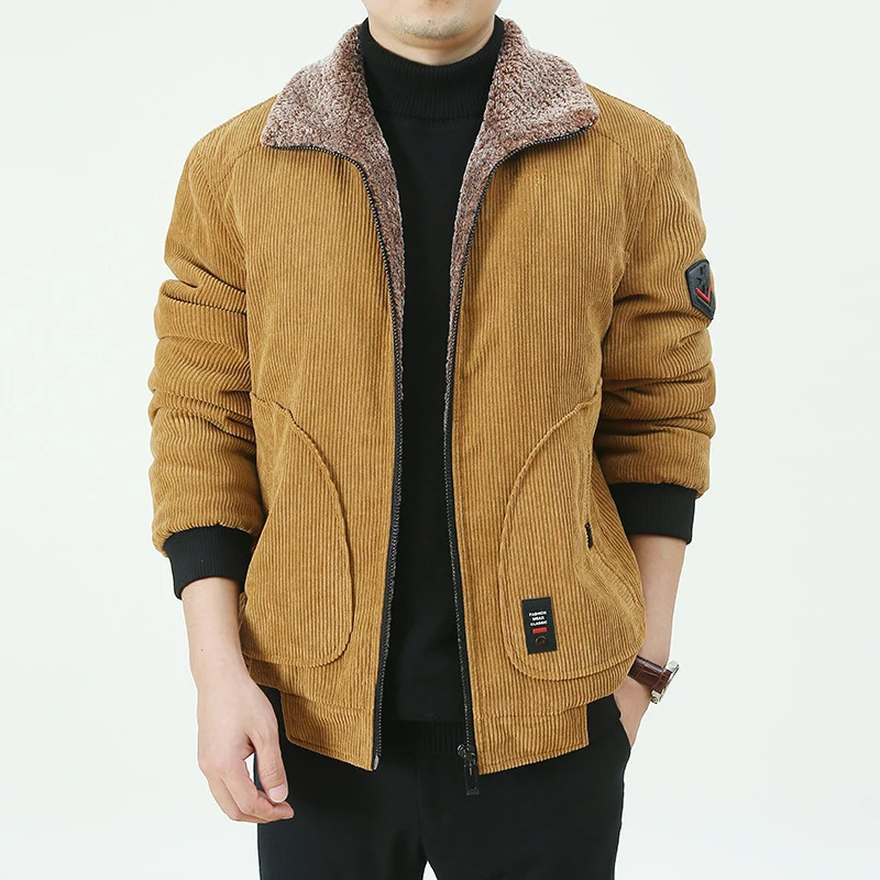 Herren Urbaner und modischer Cord-Overlay-Jacke Drune