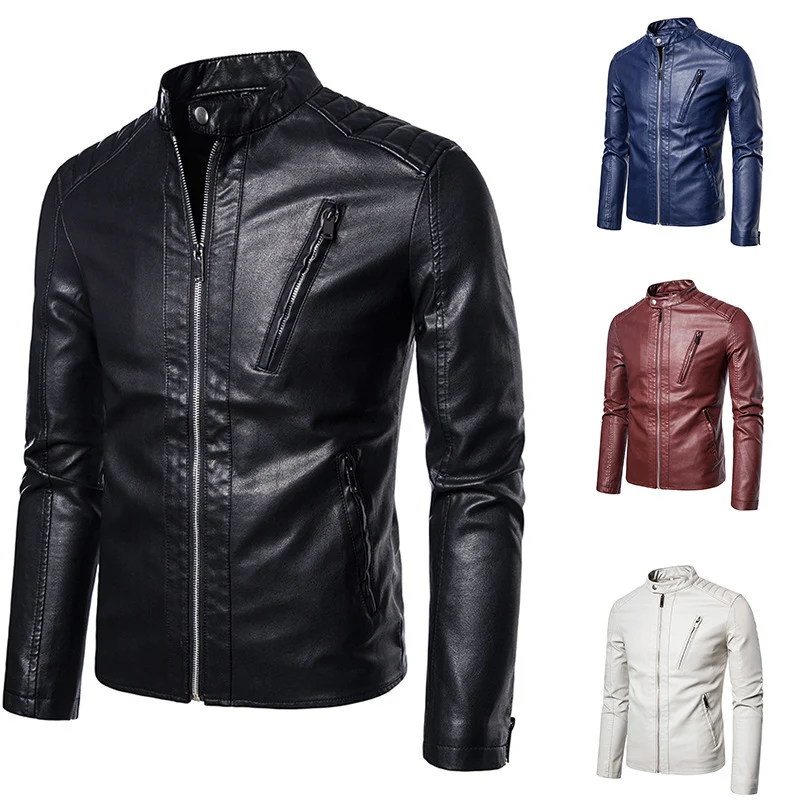Herren Trendige Kunstlederjacke Drune