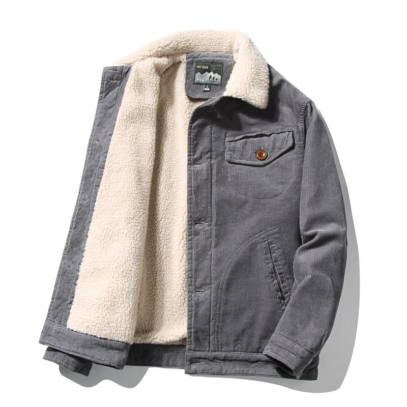 Herren Stylische Outdoor-Jacke mit Teddy-Futter Drune