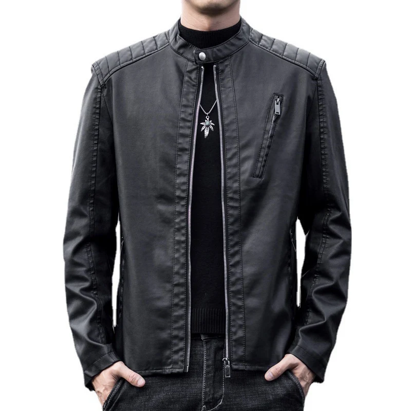 Herren Stilvolle Schnitte Kunstlederjacke Drune