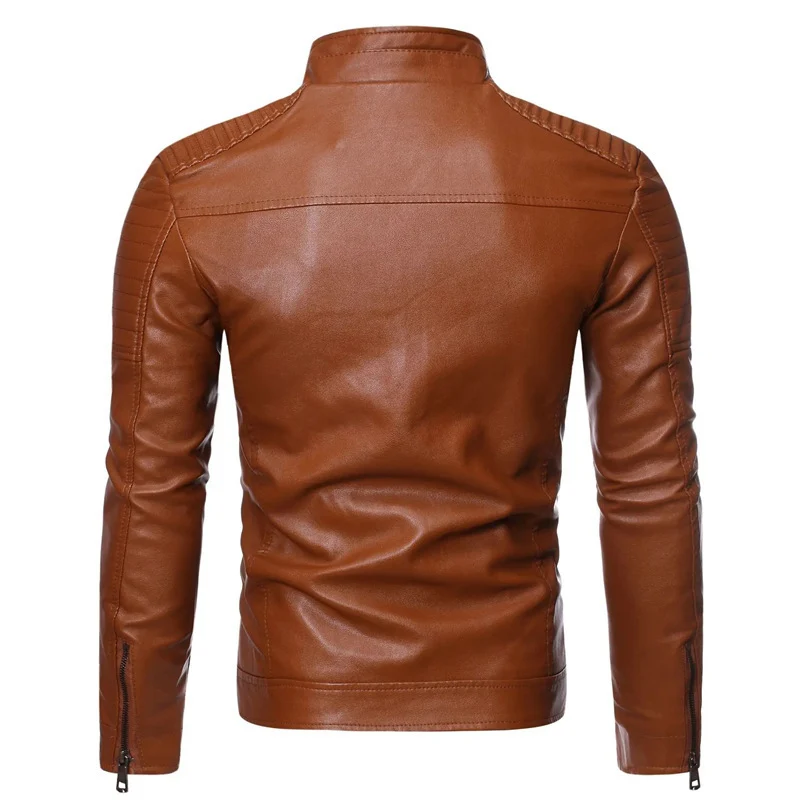 Herren Stilvolle Lederjacke mit Steppdetails Drune