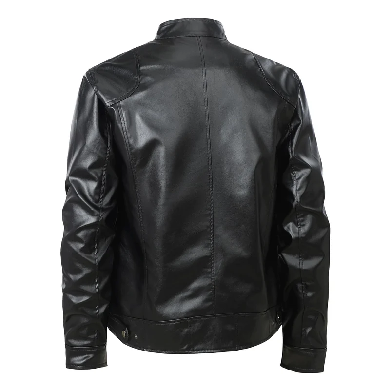 Herren Stilvolle Lederjacke mit Kapuze Drune