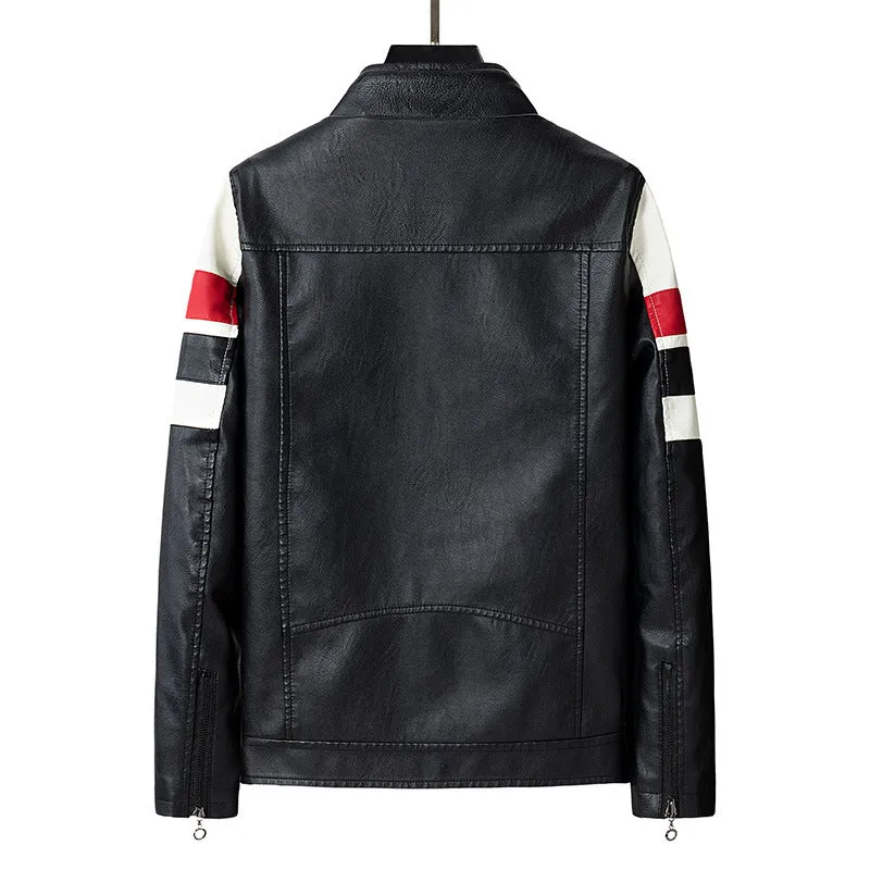 Herren Sportliche Lederjacke im Biker-Stil Drune