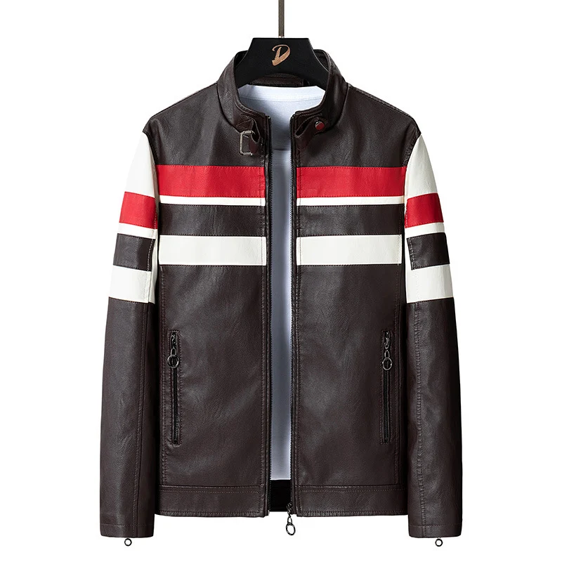 Herren Sportliche Lederjacke im Biker-Stil Drune