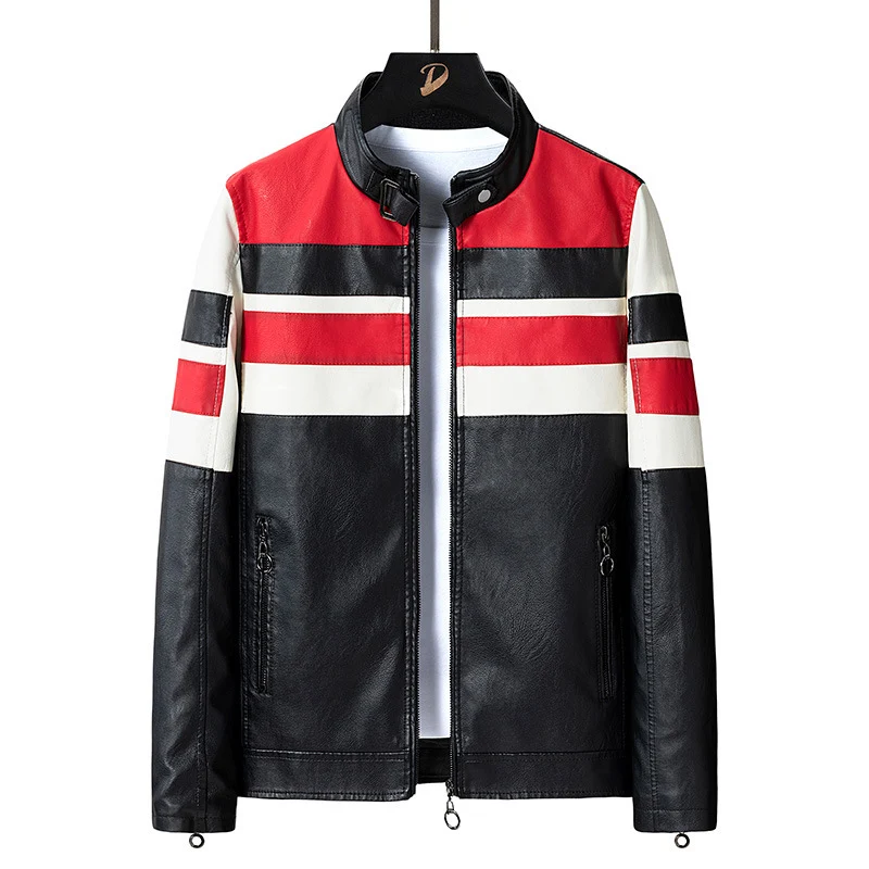 Herren Sportliche Lederjacke im Biker-Stil Drune