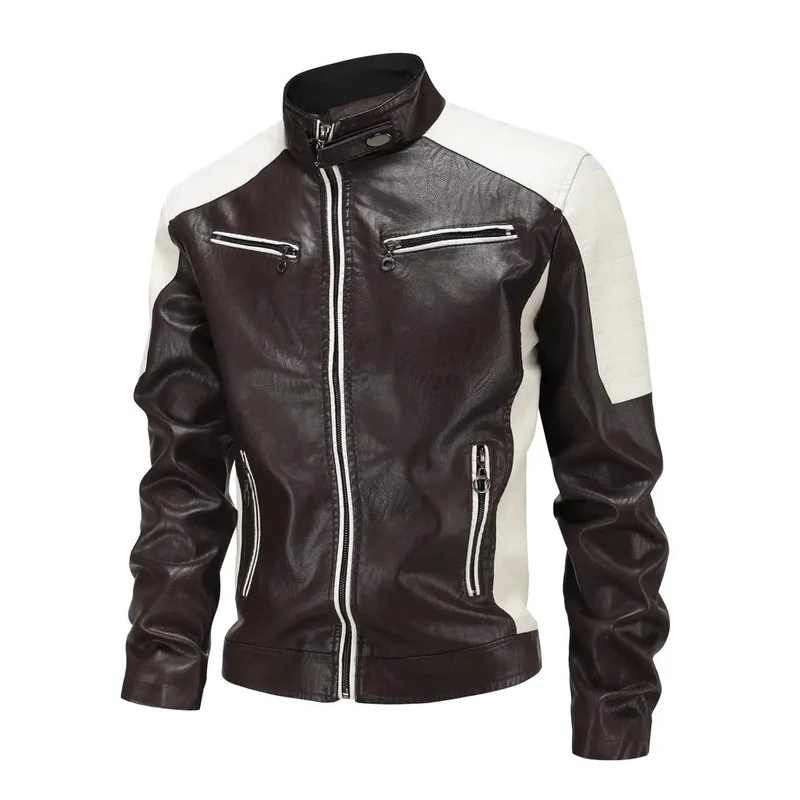 Herren Sportliche Kunstlederjacke mit Reißverschluss Drune