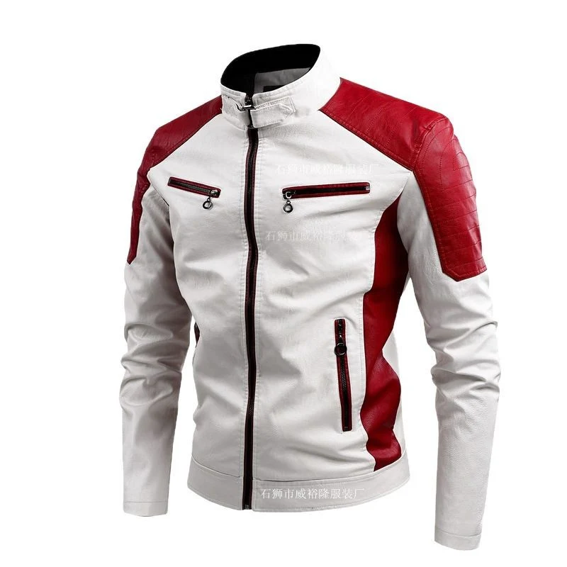 Herren Sportliche Kunstlederjacke mit Reißverschluss Drune