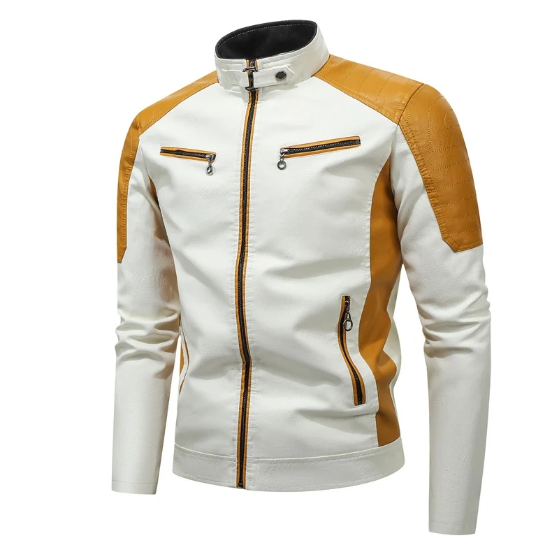 Herren Sportliche Kunstlederjacke mit Reißverschluss Drune