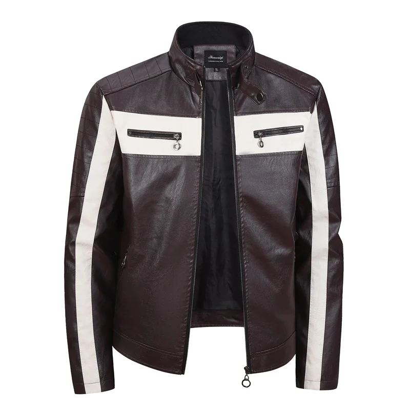 Herren Sportliche Kunstlederjacke mit Reißverschluss Drune