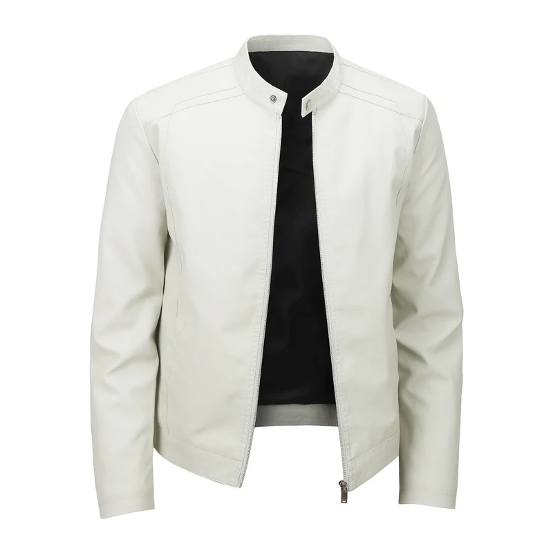Herren Sportliche Kunstlederjacke mit Reißverschluss Drune