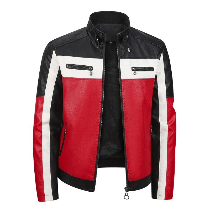 Herren Sportliche Kunstlederjacke mit Reißverschluss Drune