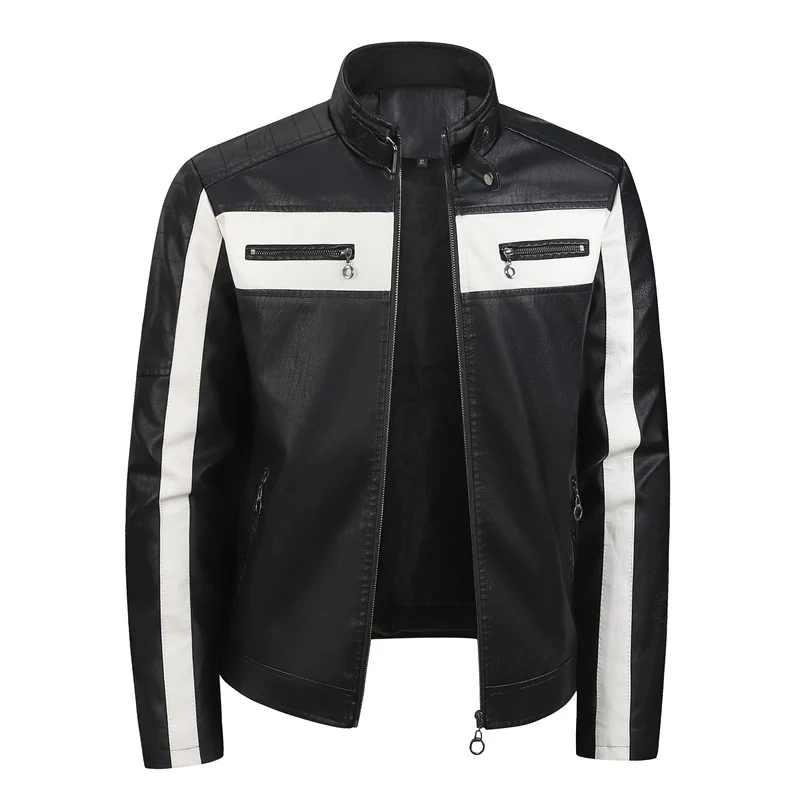 Herren Sportliche Kunstlederjacke mit Reißverschluss Drune