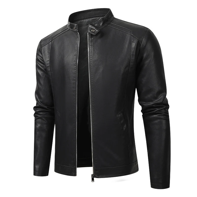 Herren Sportliche Kunstlederjacke mit Reißverschluss Drune