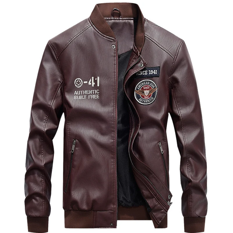 Herren Sportliche Kunstlederbomberjacke Drune