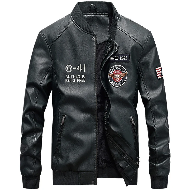 Herren Sportliche Kunstlederbomberjacke Drune