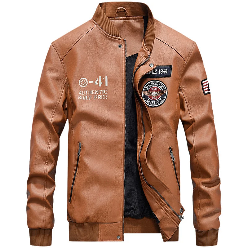 Herren Sportliche Kunstlederbomberjacke Drune