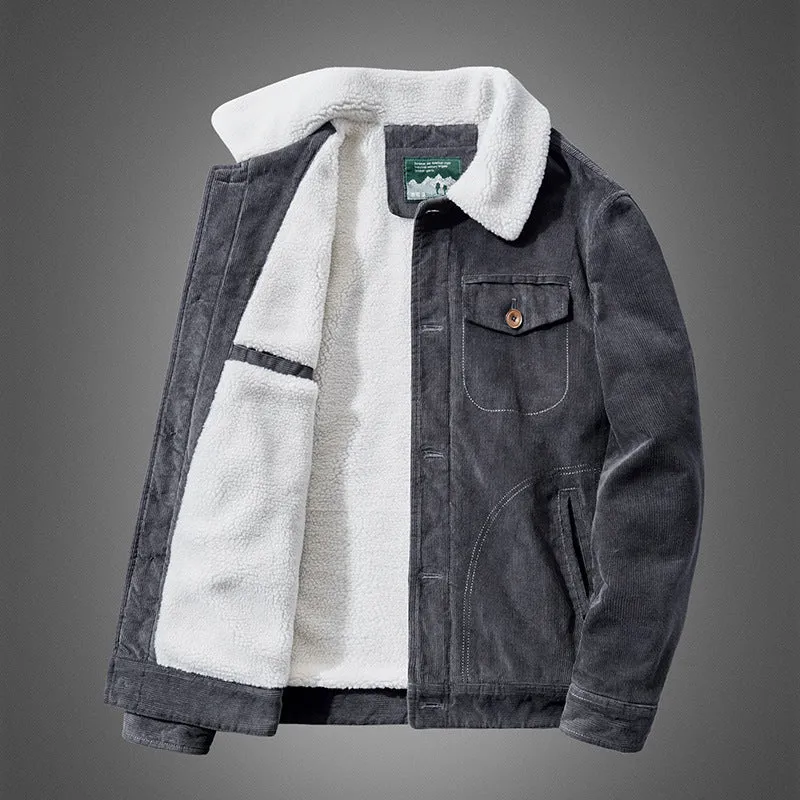 Herren Rustikale Cordjacke mit Teddyfutter Drune