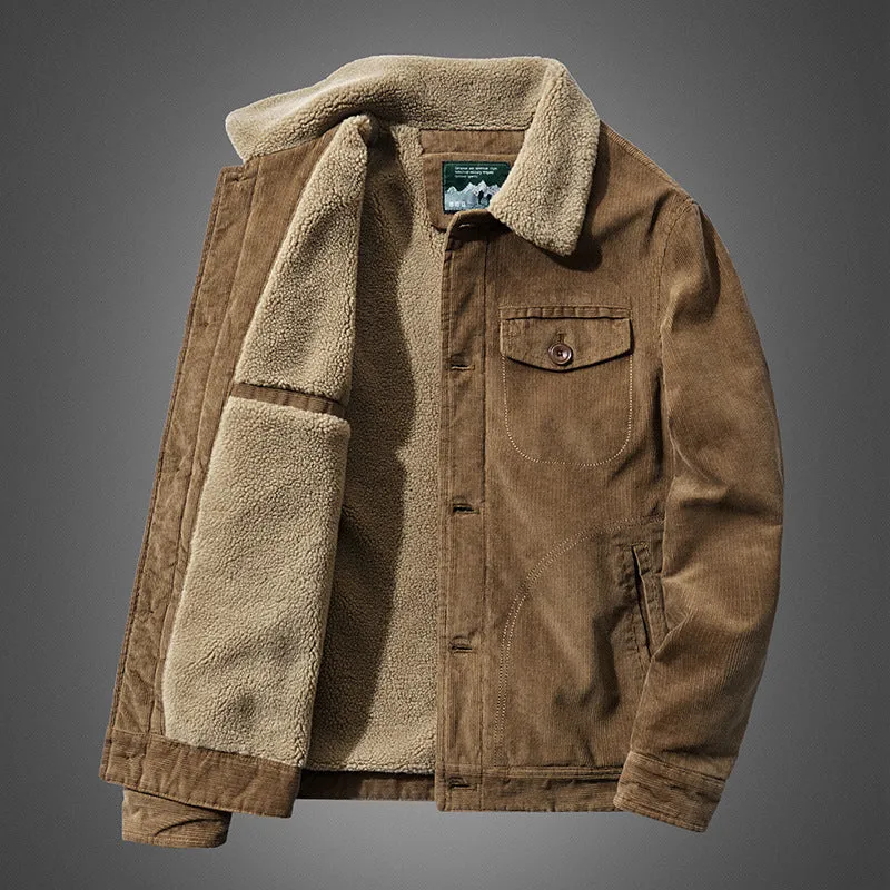 Herren Rustikale Cordjacke mit Teddyfutter Drune