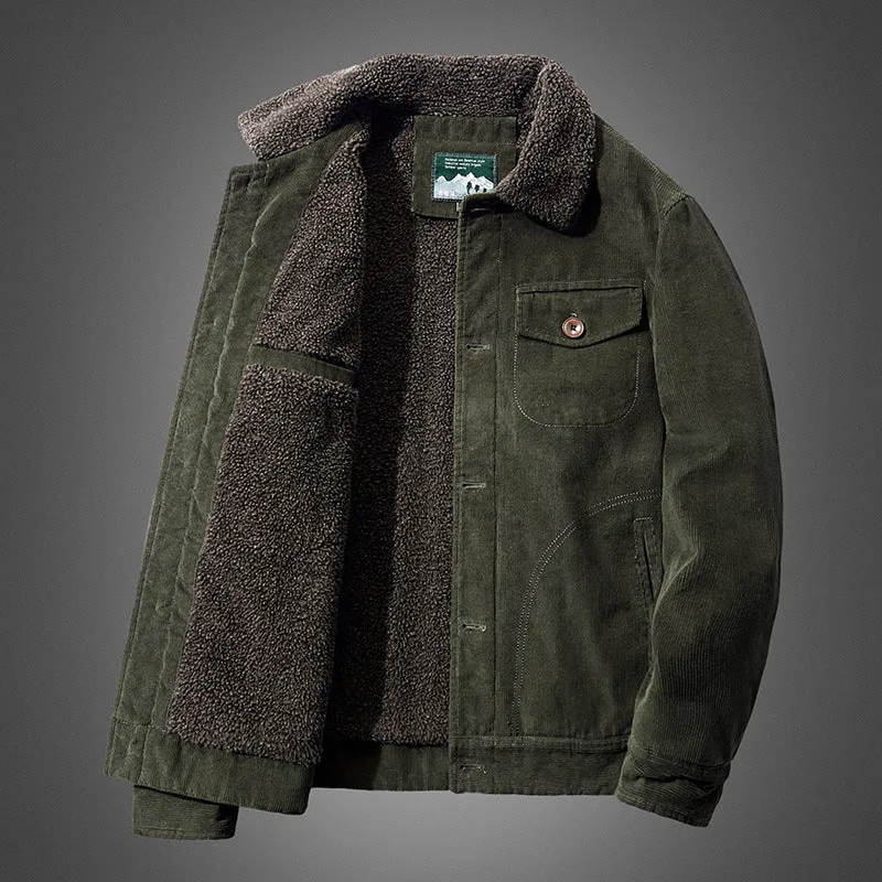 Herren Rustikale Cordjacke mit Teddyfutter Drune