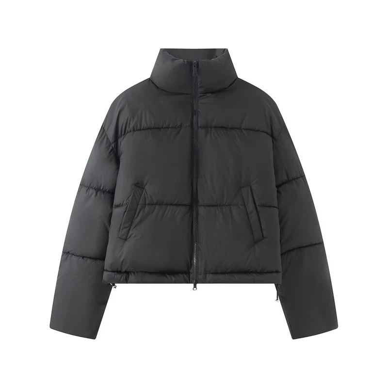 Damen Kurz geschnittene wattierte Steppjacke mit hohem Stehkragen Drune