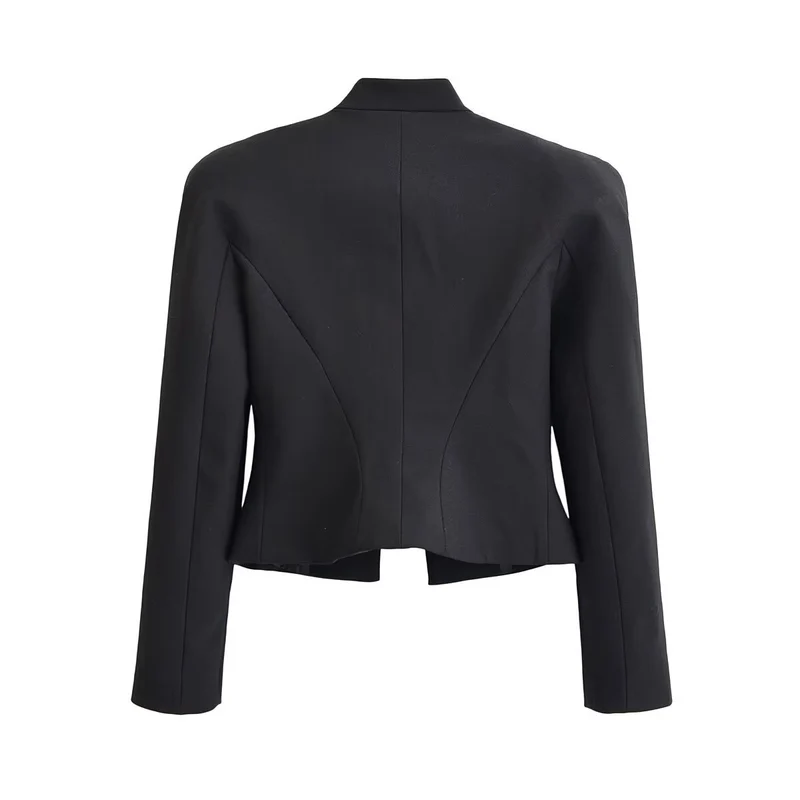 Damen Kastenfreie Militär-Jacke im Cropped‑Schnitt mit Stehkragen und Zierkordel-Detail Drune