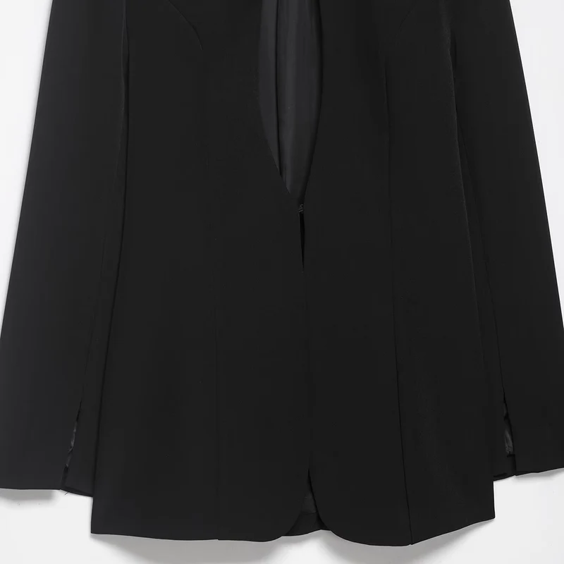 Damen Kastenförmiger Cape-Blazer mit Stehkragen und verdeckter Front Drune