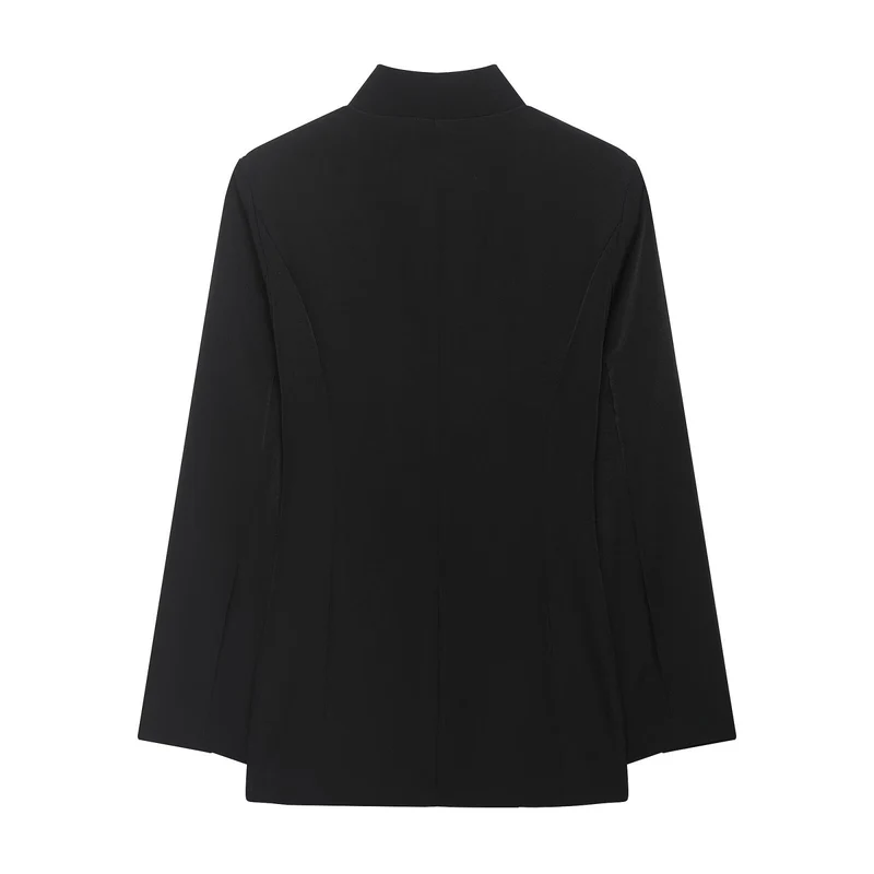 Damen Kastenförmiger Cape-Blazer mit Stehkragen und verdeckter Front Drune