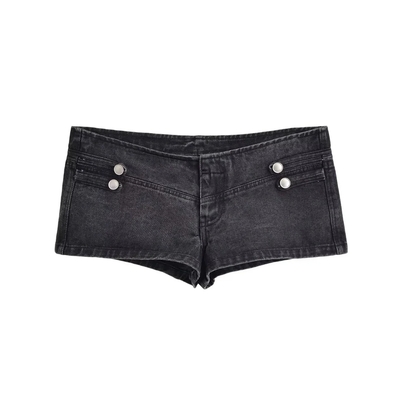 Damen Jeansjacke im Military-Stil mit Stehkragen und dekorativen Zierknopfleisten Drune
