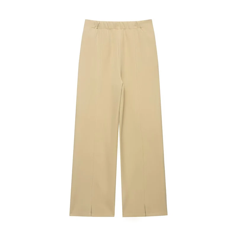 Damen Hochtaillierte weite Hose mit Cut-Out‑Kniepartie und Ziernähten Drune