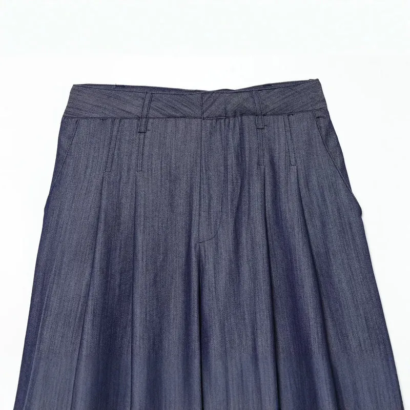 Damen Hochtaillierte weite Culotte aus leichter Denim-Qualität mit Bundfalten Drune