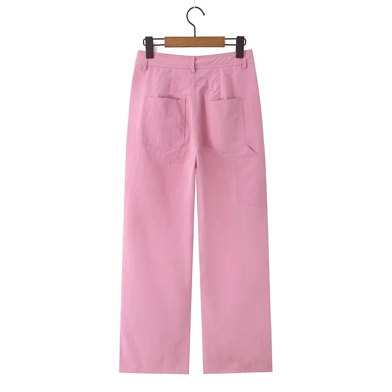 Damen Hochtaillierte weite Bundfaltenhose mit Bügelfalte und Eingrifftaschen Drune