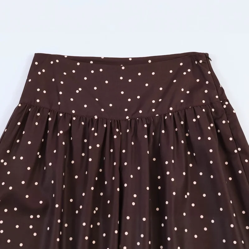 Damen Hochtaillierte Palazzo-Hose mit weitem Bein und gepunkteter Satin-Optik Drune