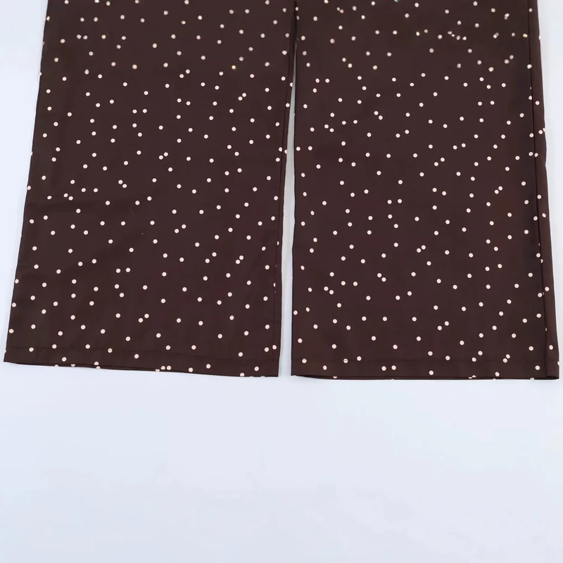 Damen Hochtaillierte Palazzo-Hose mit weitem Bein und gepunkteter Satin-Optik Drune