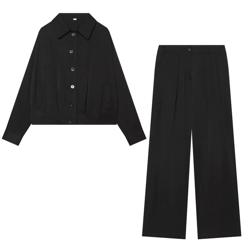Damen Hochtaillierte Palazzo-Hose mit Bundfalten und seitlichen Eingrifftaschen Drune